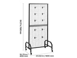 3 Packs Grid Wall Panels, 600 x 1640mm Wire Grid Panels Display Rack, Movable Art Display Shelf with V952-LSWGQ6070INC9Q86I001V0