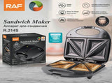 RAF R.214S Sandwich Maker 750W Double Sided Heating Press Grill, Non-Stick Triangular Plates, Wide V1188-MS-710-102