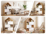 Artiss House Bookshelf 4 Tier Kids Storage Cabinet Shelf Unit White Pine FUR-AE-DS-HOU-WD