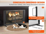 Fireplace Screen 1 Panel with Door, Sturdy Iron Mesh Fireplace Screen, 990MM Spark Guard V952-BLMHSJY3545I44JO4V0