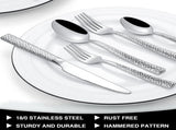 Hammered Silverware Set, 40-Piece Stainless Steel Square Flatware Set for 8, Food-Grade Tableware V1258-DP02-C-44