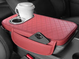 Car Armrest Cushion With 2 Cup Holder And Side Pocket Pu Leather Beige V1189-LWWAL-20260327-04356