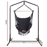 Gardeon Outdoor Hammock Chair with Stand Tassel Hanging Rope Hammocks Grey HM-CHAIR-TASSEL-GREY-U