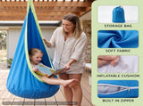 Gardeon Kids Hammock Chair Camping 70cmx150cm with Cushion Storage Bag Blue HM-CHAIR-PLOW-BU