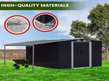 Wallaroo 6x8ft Zinc Steel Garden Shed with Open Storage - Black GSS-BSW-68O-BK