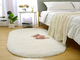 Oval Rug 80160cm Soft Polyester Floor Mat Non-Slip Bedside & Living Room Carpet Ash Grey V1105-YADD-002