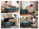 Artiss Storage Ottoman Bench Velvet Blanket Box Stool Footrest Ball Feet Green OTM-VEL02-BALL-GN