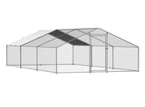 Metal Chicken Coop 9.8x19.6x6.5 ft Walk-in Chicken Run with Cover Spire Roof V952-JSJS362MJDDM8VS9P001V0