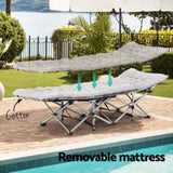 Artiss Folding Bed With Mattress Heavy Duty Grey 185CM FOLD-71-MAT-GY