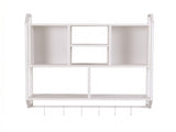 Artiss Floating Wall Shelf 6 Hooks Wall Mounted Storage Cubby Rack 73.5x74CM White FUR-U-WALL-01-WH
