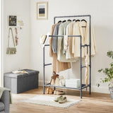 SONGMICS Metal Clothes Rack with 2 Rails Grey V227-8498101001080