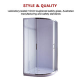 100 x 100cm Rounded Sliding 6mm Curved Shower Screen with Base in Chrome V63-830041