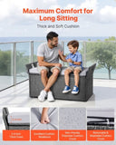 Outdoor Storage Bench, 2-Person PE Rattan Storage Bench, 151L Deck Box with Cushion & Side Handle, V952-TTHWCWZDTT402V9MA001V0