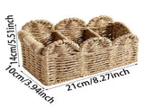 Woven Desktop Organizer ,8.27in Natural Fiber 3-Slot Storage Caddy with Scalloped V1369-AZ3-W-14725