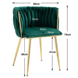 SERENIT Emerald Green Modern Hand Weaving Dining Chairs,Velvet Upholstered Side Chairs with Gold V255-GP1800-DC-EMGREEN