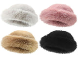 4 Pcs Women's Winter Faux Fur Bucket Hat, Fluffy Fuzzy Fisherman Mongolian Cap Beanie, Warm Hat for V1366-AZ2-W-11524