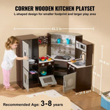 VEVOR Kitchen Playset Kids Pretend Cooking Play Toy 24 Piece Accessories Brown V952-ZTCFWJTZZJSMU245GV9
