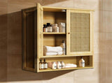 3 Tier Bathroom Wall Cabinet Rattan Door Bamboo Storage Shelf Over Toilet Cupboard Organizer V767-JJ-ZZ1349