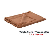 Vintage Design Homewares Gypsy Terracotta Washed Linen Cotton Table Runner 35 x 180cm V442-HIN-TABLER-GYPSYLINENCOTTON-TERRA-RE
