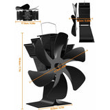 Wood Stove Fan 6 Blades Heat Powered Fireplace Fan Quiet Fan With Overheat Protection For Wood V1188-MS-227-2263