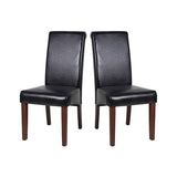 2x Wooden Frame Black Leatherette Dining Chairs with Solid Pine Legs V43-DC-SWI-BLN