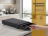 Espresso Knock Box with Drawer, Anti-Slip Carbon Steel Coffee Grounds Container for Espresso Machine V1237-ZY-924-372