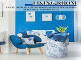3 Pcs Blue Flower Foldable Laundry Basket Collapsible Clothes Hamper with Handle Canvas V1237-ZY00B0F9VZQ41C