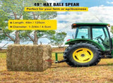 Pair Hay Spear 49" Bale Spear 3000 lbs Capacity, Bale Spike Quick Attach Square Hay Bale Spears 1 V952-CM45X1250-30002PCV0