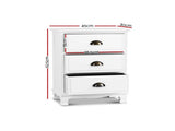 Artiss Bedside Table 3 Drawers Vintage - THYME White ST-CAB-B-3D-WH