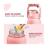 64Oz Glass Water Bottles with Straw, Glass Bottle with Silicone Sleeve and Time Marker, for Gym Home V1192-AZ-W-23214