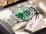 Men'S Watch Stainless Steel Watch Blue Dial Watch Water-Resistant Watch - 959Silver Green - Size 01 V1106-937-97937-SIL-01