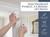 4Pcs White Decorative Corner Trim Moulding Faux Plaster Ceiling Floral Ornament for Home V1370-AZ4-17279
