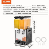 VEVOR Commercial Beverage Dispenser 10L x 2 Tanks Cold Juice Ice Drink Dispenser V952-SYYLJJBSJXS1LN0XAV3