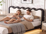 Artiss Double Bed Frame, Floating Design with RGB LED and USB Charging BFRAME-G-NUBO-D-BW-AB