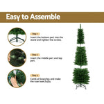 Jingle Jollys Christmas Tree 1.8m Pre-Lit 200 LED Lights Xmas Tree Decorations XM-TR-SLIM-6F-LED