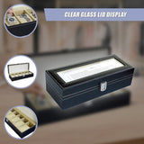 6 Slot Mens Watch Display Case Box Black PU Leather V63-816963
