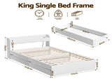 Artiss Bed Frame King Single Size with Charging Ports and 2 Drawers AURA WBED-F-AURA-KS-WH-AB
