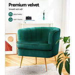 Artiss Armchair Velvet Green Norvia UPHO-C-ARM-5108-GR