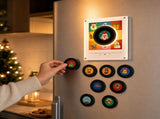 Magnetic Fridge Vinyl Music Box Christmas, Rotating Mini Record Player with 9 NFC Music Discs, LED V1192-AZ-W-34209