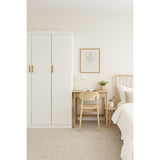 3 Door White Wardrobe Gold Handles, Hanging Rail & Shelves V63-953081