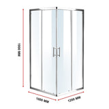 1000 x 1200mm Sliding Door Nano Safety Glass Shower Screen By Della Francesca V63-829371