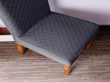 Stretch Solid Diamond Lattice Dining Chair Cover Removable Washable Short Dining Chair Protector for V1294-YM0901-H40121DGY