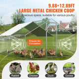 VEVOR Large Metal Chicken Coop, 3x3.93x1.99 m Walk-in Chicken Runs for Yard with Cover, Spire Roof V952-BRSJP4X3X2MJBQGL6V0
