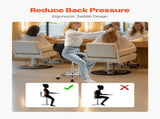 Saddle Rolling Stool, PU Leather Rolling Stool with Backrest, 360&deg Swivel Drafting Stool with V952-MADHSJSMADYKGSSYWV0