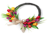 Artificial Flower Wreath 40cm Spring Summer Wreath Front Door Decoration for Indoor Outdoor Orange V1294-YM0901-3115250106611