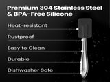Gourmet Easy 5pcs Silicone Spatula Set, Heat Resistant with Stainless Steel Handle V1376-UTEN5BLK
