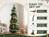 Jingle Jollys Pop Up Christmas Tree Pre Decorated Warm White LED 155cm PUT-XMAS-5IN-4