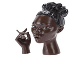 Head Scents Holder Funny Elegant Black Women Head Shaped Resin Home Office Desk Decor for Incense V1294-YM0901-3115260006812