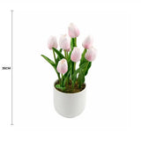 Flowering Pink Artificial Tulip Plant Arrangement With Ceramic Bowl 35cm V637-DP8870014