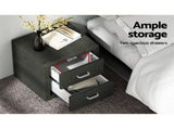 Artiss 2X Bedside Table 2 Drawers Fabric - CADEN Charcoal BFRAME-E-BSIDE-CHARX2